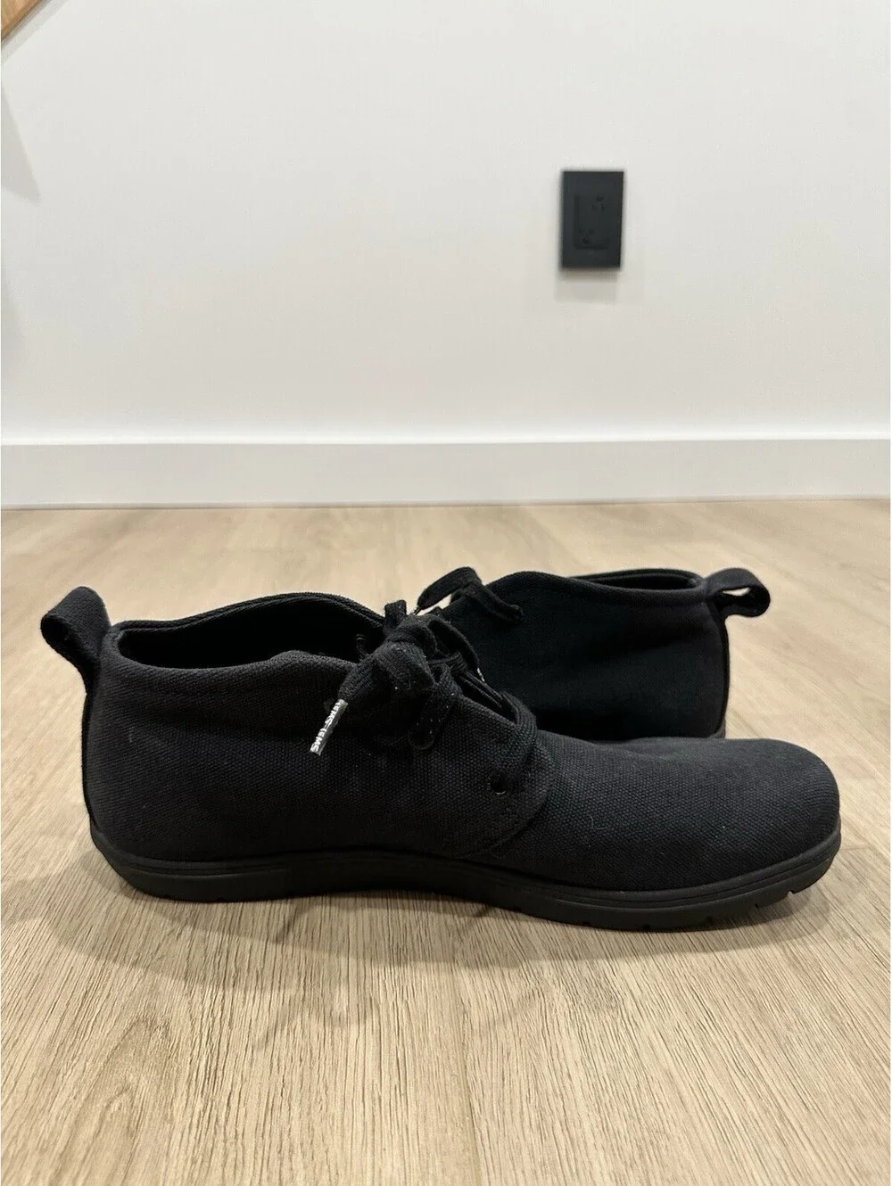 Lems Men Chukka Canvas Vegan Barefoot Shoes Size 12.5 Black Minimalist Gorpcore